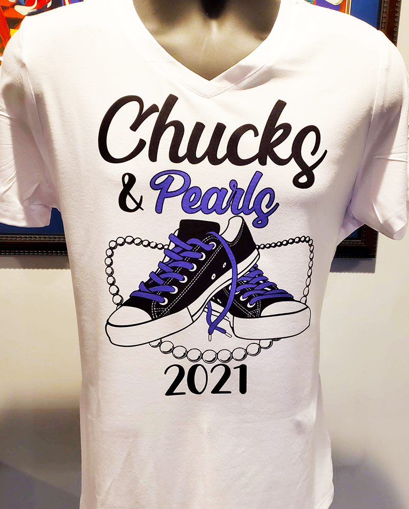 Chuck & Pearls 2021 with Purple Cons (v-neck)
